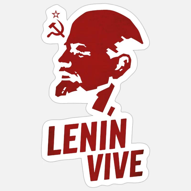 Lénine vit - Sticker taille S (10 x 10 cm) - blanc mat