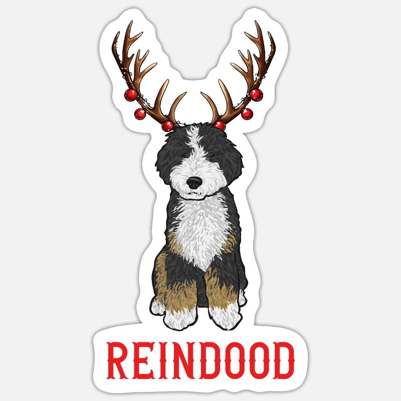 Chien Bernedoodle - Sticker taille S (10 x 10 cm) - blanc mat