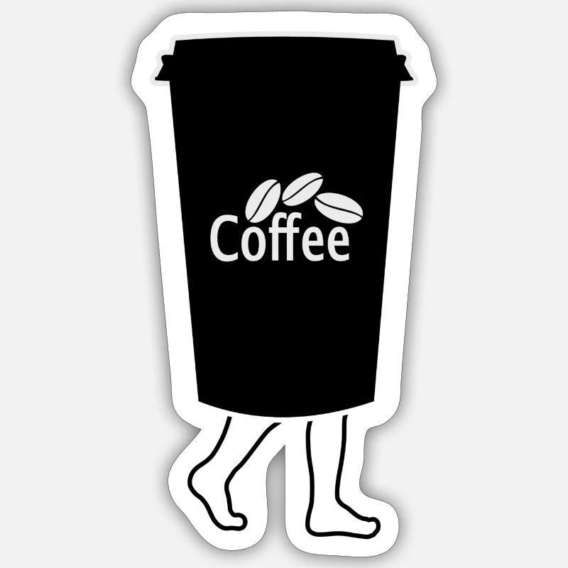 Café à emporter - Sticker taille S (10 x 10 cm) - blanc mat