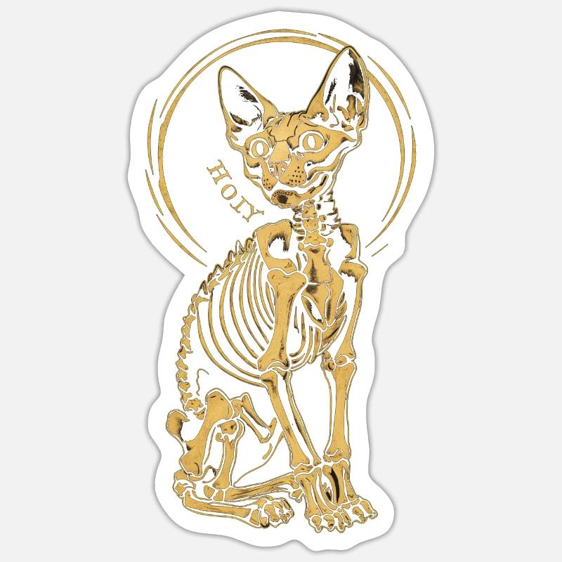 chat sphinx squelette tatouage Sticker taille S (10 x 10 cm)