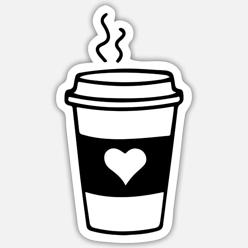 Kaffeebecher Liebe - Sticker Größe S (10 x 10 cm) - Mattweiß