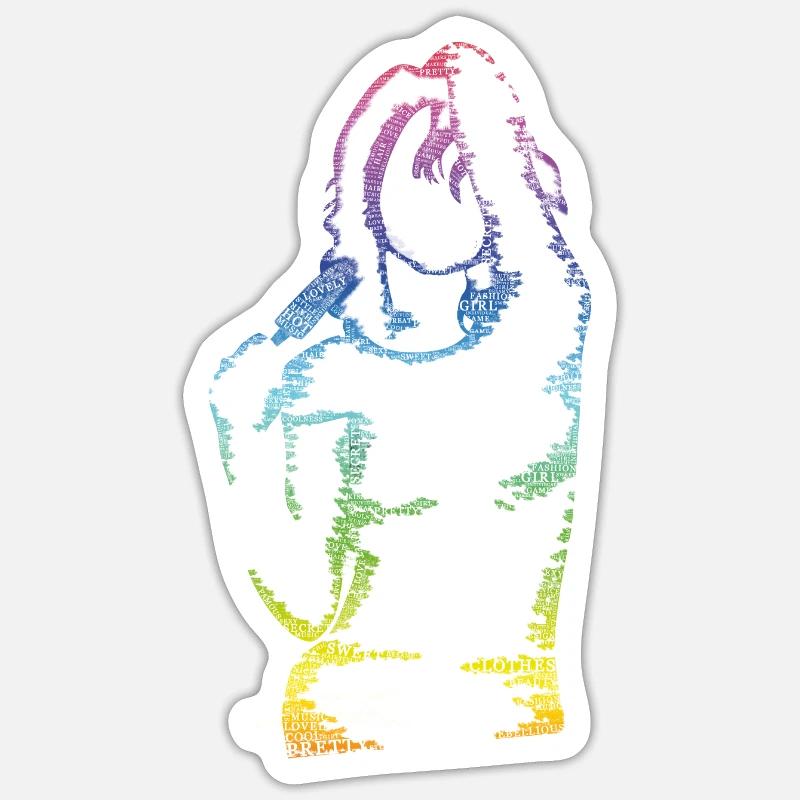 Mädchen mit Eis aus Wörtern Sticker Größe S (10 x 10 cm)