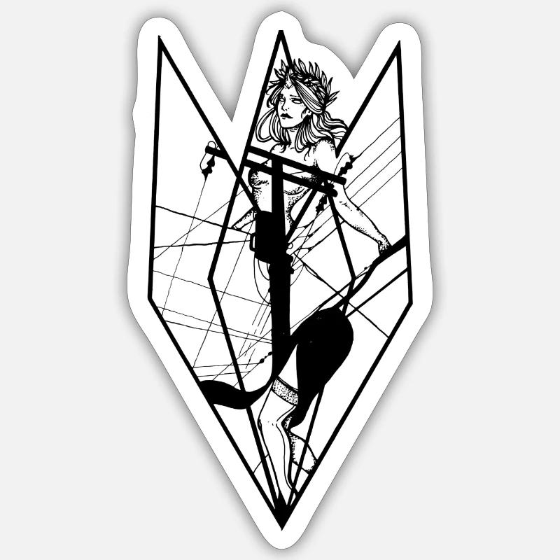 Pôles - Déesse géométrique - Sticker taille S (10 x 10 cm) - blanc mat