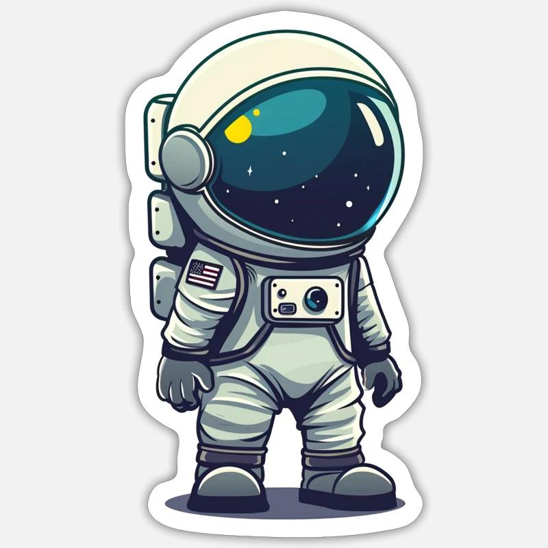 ASTRONAUTE PLANET ETOILE MARS - Sticker taille S (10 x 10 cm) - blanc mat