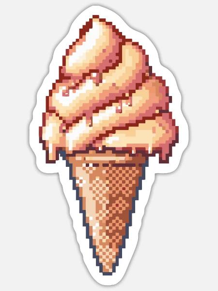 Ice Cream Pixel Symbol - Sticker Größe S (10 x 10 cm) - Mattweiß