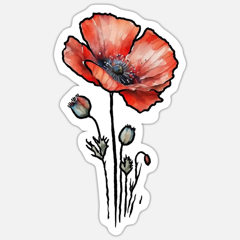 Klatschmohn - Sticker Größe S (10 x 10 cm) - Mattweiß