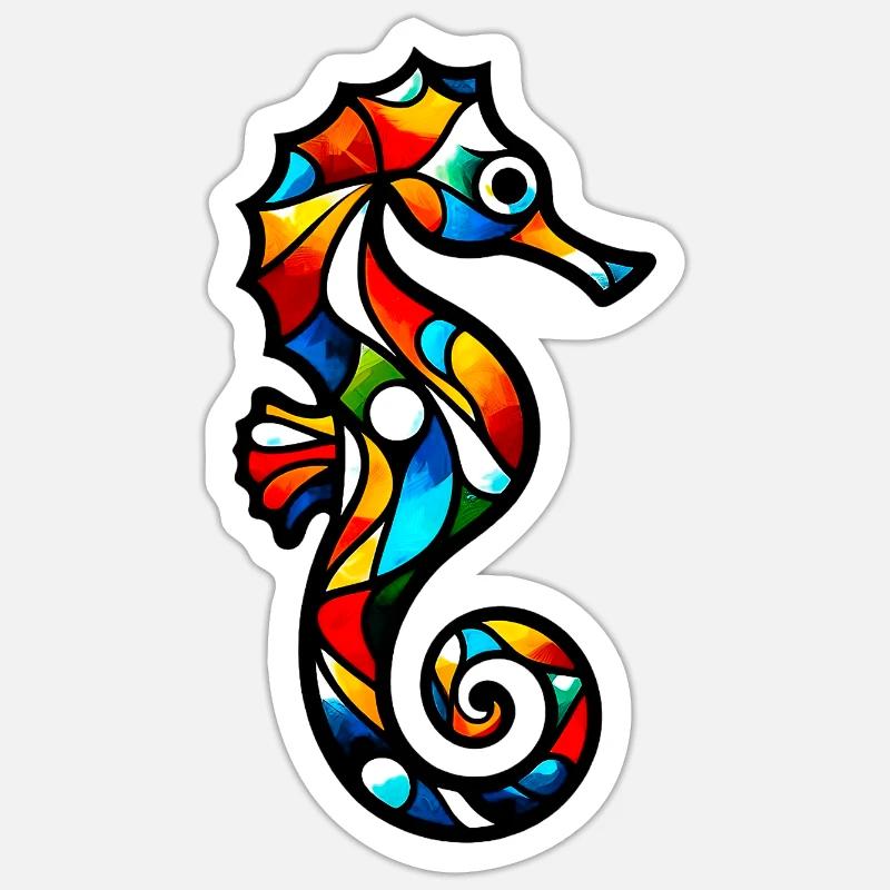 Seepferdchen - Sticker Größe S (10 x 10 cm) - Mattweiß