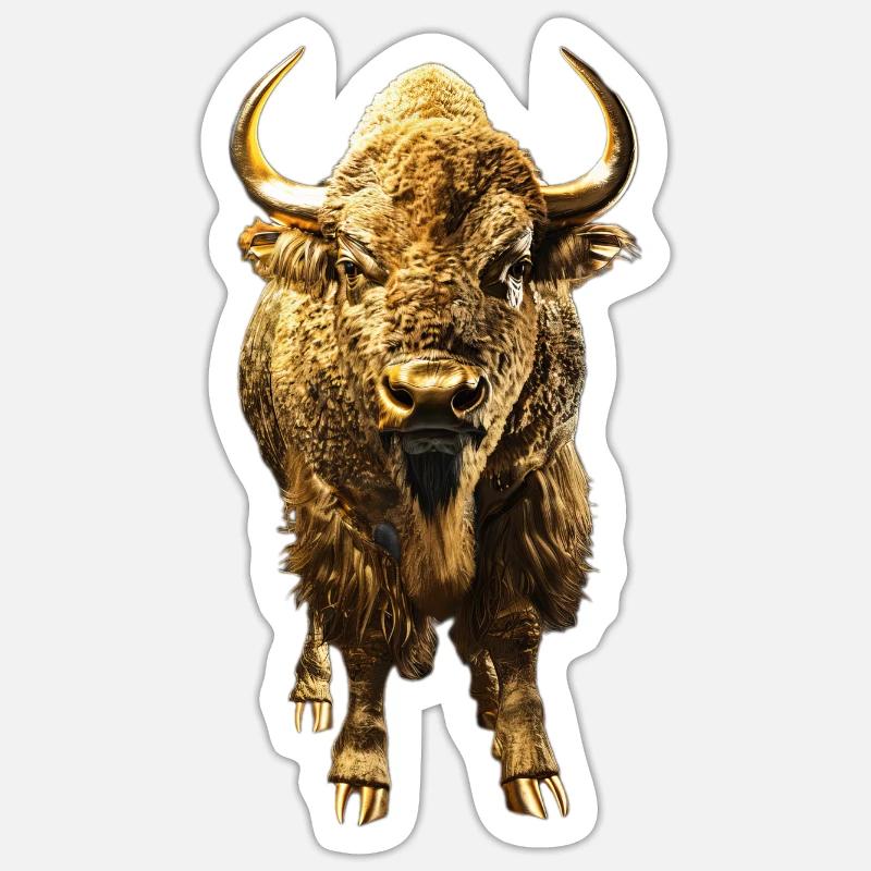 Bison - Sticker taille S (10 x 10 cm) - blanc mat