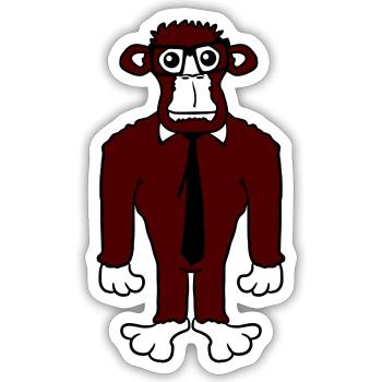 Schlauer Nerd Gorilla Hornbrille Geek Krawatte Fun - Sticker Größe S (10 x 10 cm) - Mattweiß - Vorne