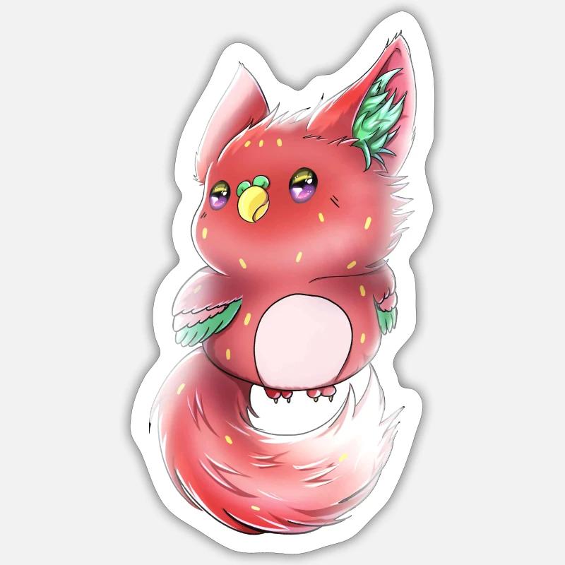 Lupifowl Erdbeere Edition - Sticker Größe S (10 x 10 cm) - Mattweiß