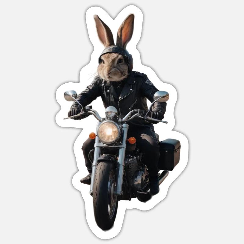 Biker Rabbit - Sticker size S (10 x 10 cm) - white matte