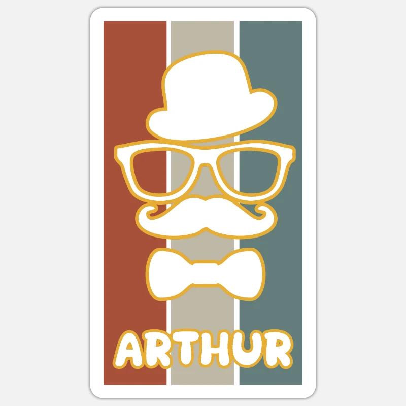 Nom Arthur - Sticker taille S (10 x 10 cm) - blanc mat