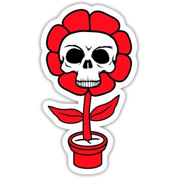 Evil Halloween Flower Skull Skull Horror Pot - Sticker size S (10 x 10 cm) - white matte - Front