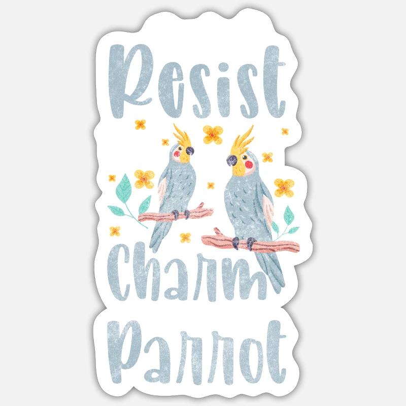 Ara cacatoès volant Faune - Sticker taille S (10 x 10 cm) - blanc mat