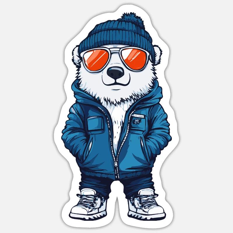 Polar Bear Winter Comic - Sticker size S (10 x 10 cm) - white matte