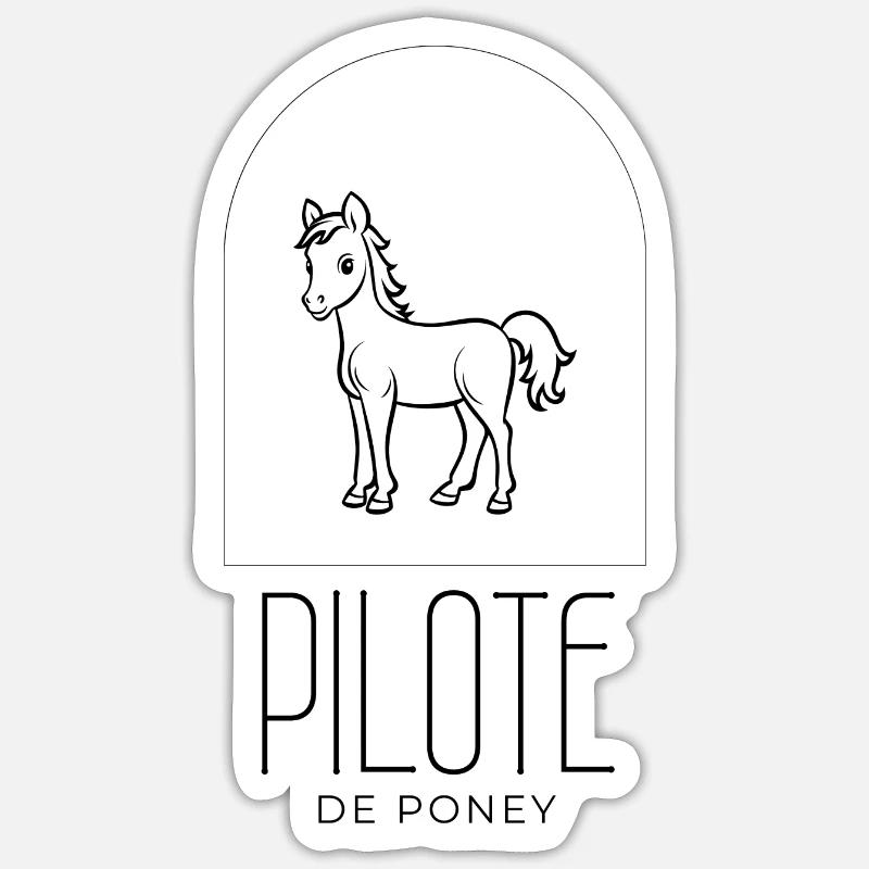 Pony-Pilot - Sticker Größe S (10 x 10 cm) - Mattweiß