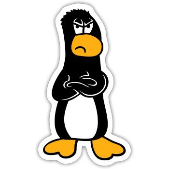Penguin Angry Offended Crossed Arms Sour - Sticker size S (10 x 10 cm) - white matte - Front