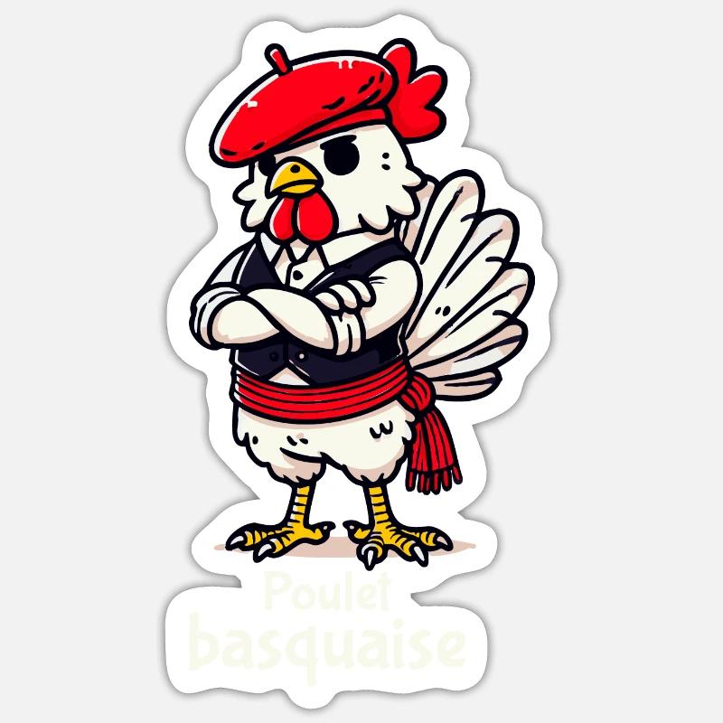 Hühnchen-Basquaise - Klartext - Sticker Größe S (10 x 10 cm) - Mattweiß