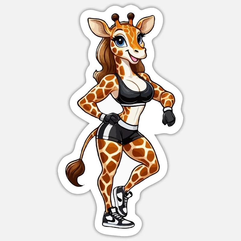 Fitnessstudio Giraffe Babe 2 Sticker Größe S (10 x 10 cm)