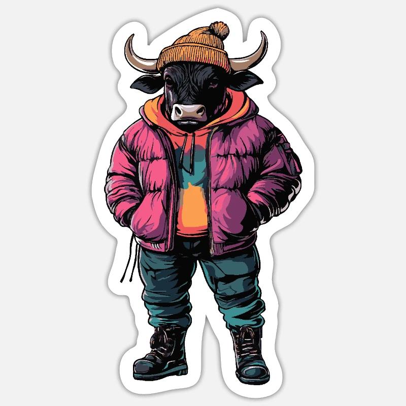 Taurus Funny Winter - Sticker size S (10 x 10 cm) - white matte