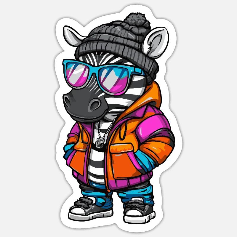 Zebra Cool Comic - Sticker size S (10 x 10 cm) - white matte