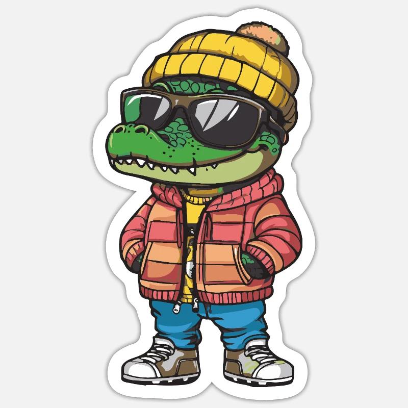 Alligator Cool Comic - Sticker size S (10 x 10 cm) - white matte