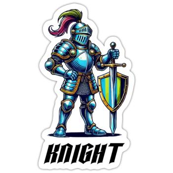 Bande dessinée Knight - Sticker taille S (10 x 10 cm) - blanc mat - Devant