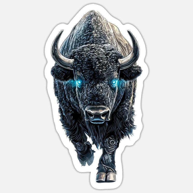 Bison - Sticker Größe S (10 x 10 cm) - Mattweiß