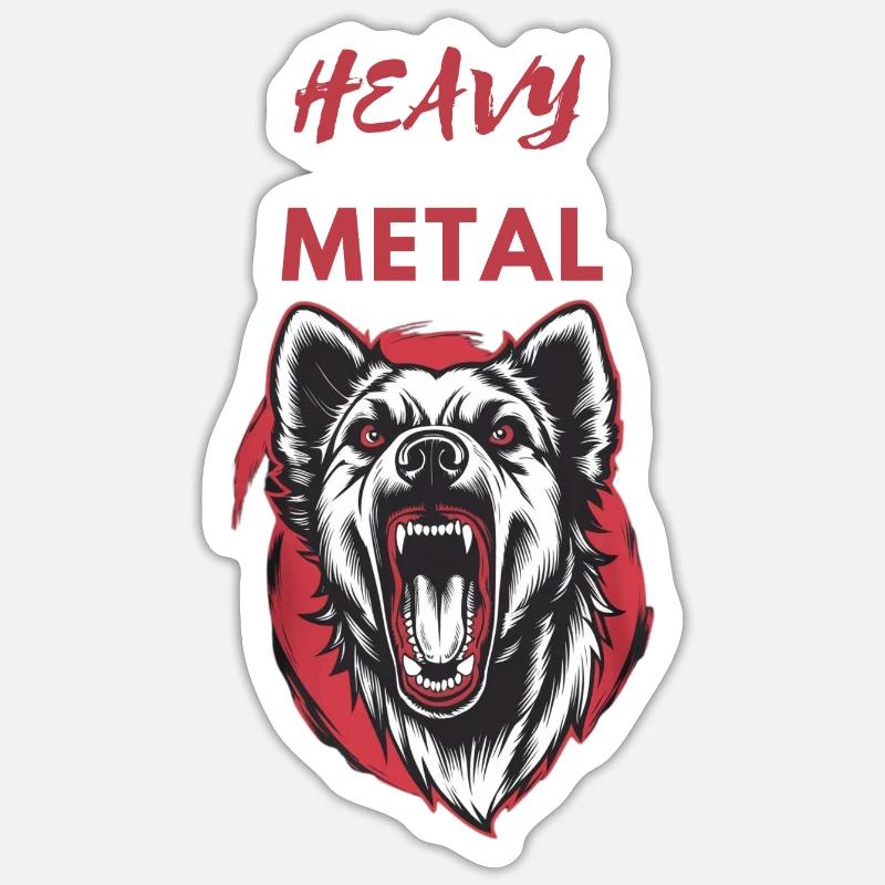 Loup de métal lourd - Sticker taille S (10 x 10 cm) - blanc mat