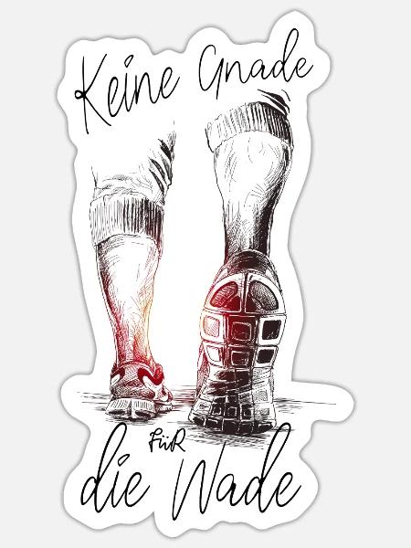 keine Gnade für die Wade Marathon Halbmarathon - Sticker Größe S (10 x 10 cm) - Mattweiß