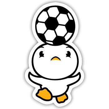 Ente spielt Fußball Kopfball Ball Kopf balancieren - Sticker Größe S (10 x 10 cm) - Mattweiß - Vorne