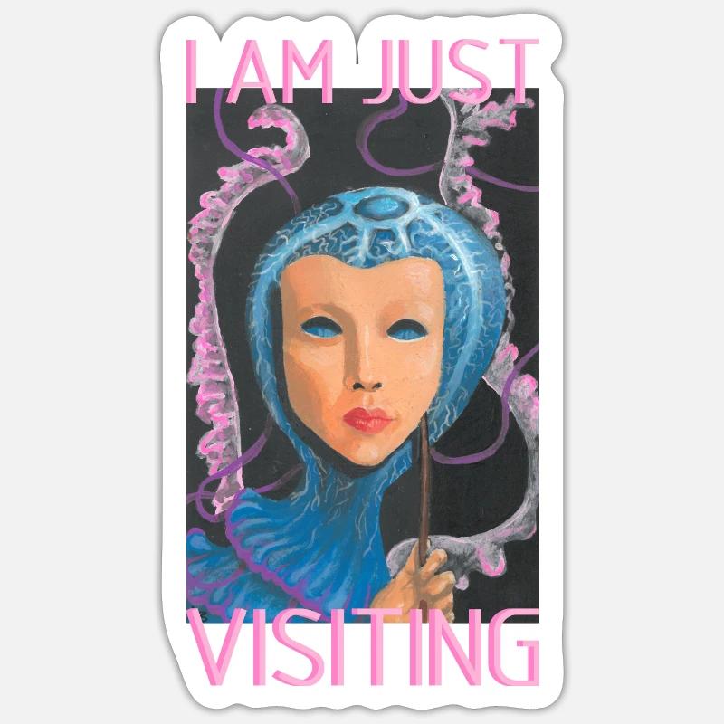 Just Visiting - Sticker size S (10 x 10 cm) - white matte