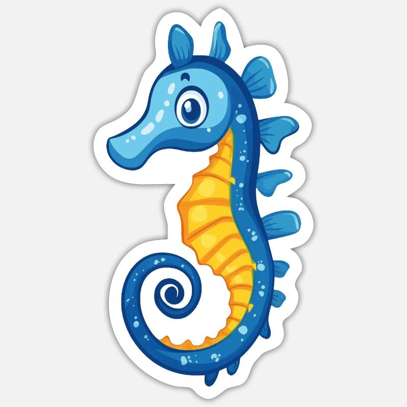blaues Seepferdchen Sticker Größe S (10 x 10 cm)