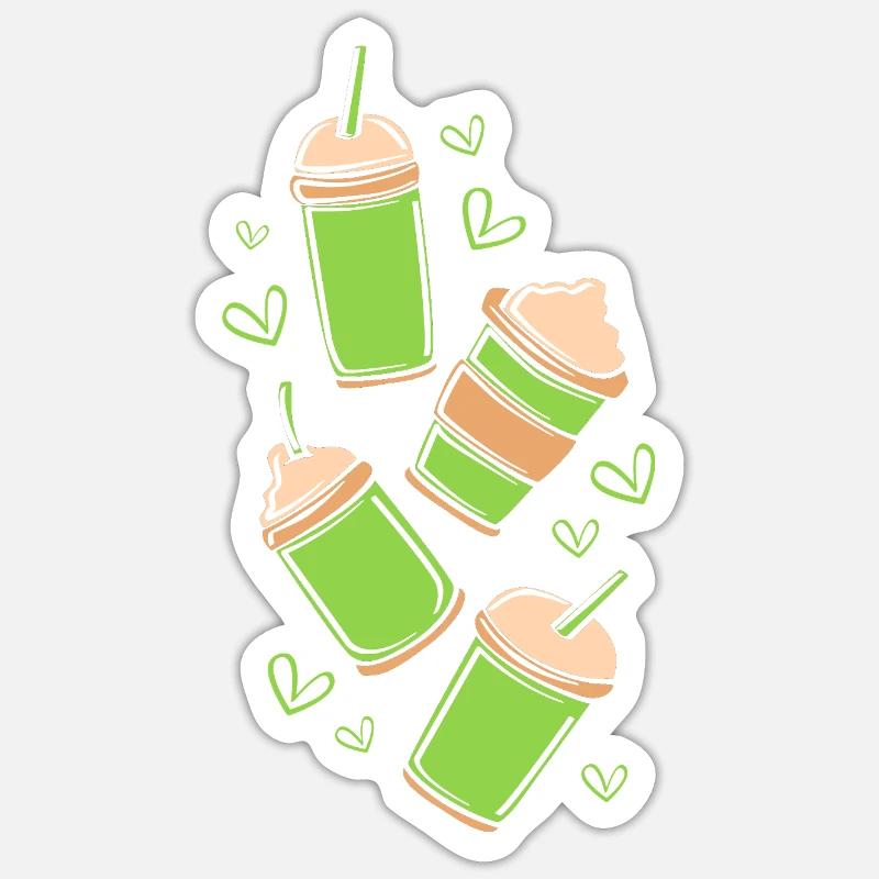 Matcha Tee - Sticker Größe S (10 x 10 cm) - Mattweiß