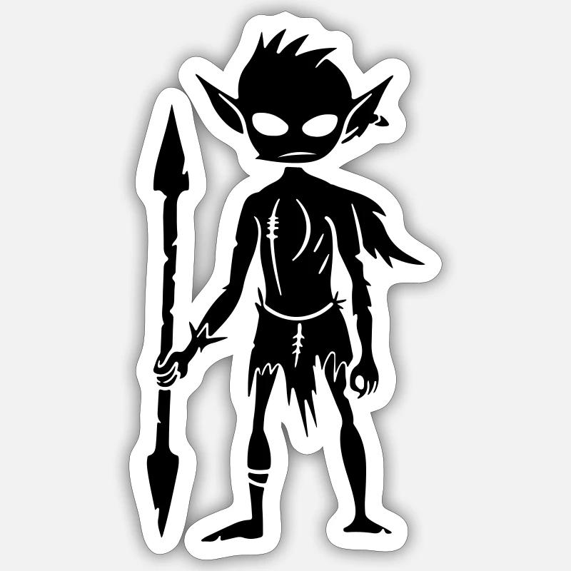 Goblin Orc Figurine - Sticker size S (10 x 10 cm) - white matte
