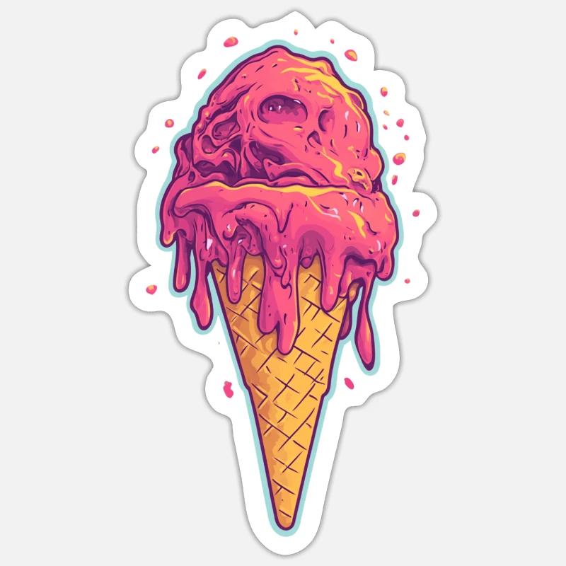 Crème glacée Crème glacée - Sticker taille S (10 x 10 cm) - blanc mat