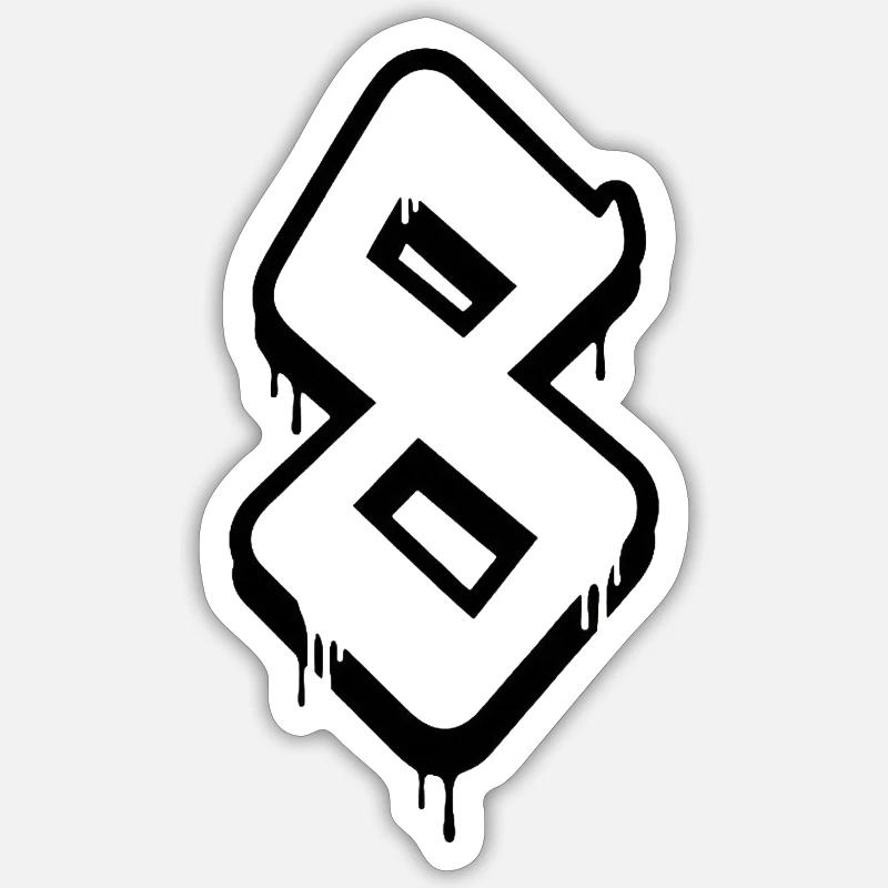 Abstraktes Graffiti Nummerndesign - Sticker Größe S (10 x 10 cm) - Mattweiß