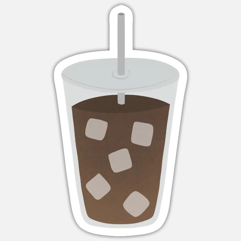 Motif de cube de café glacé - Sticker taille S (10 x 10 cm) - blanc mat