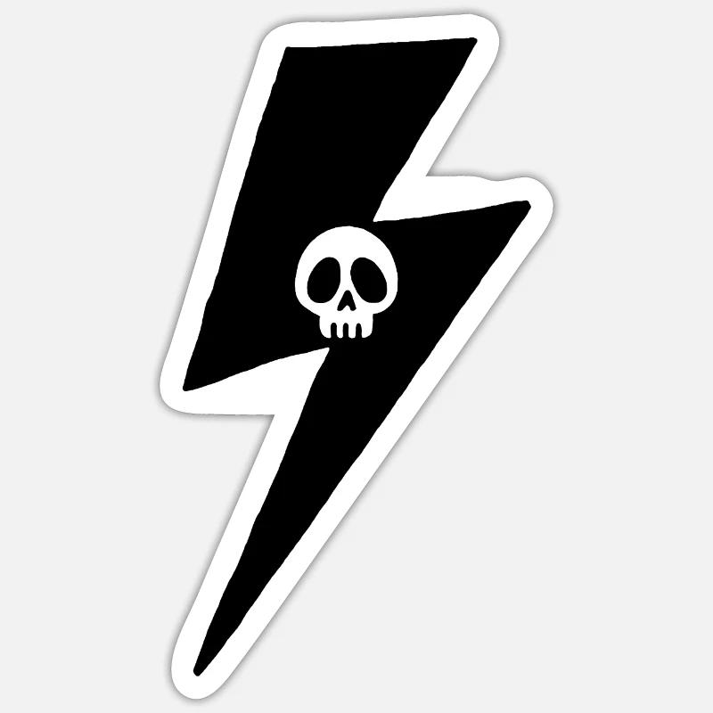 Minimalist Skull Lightning - Sticker size S (10 x 10 cm) - white matte