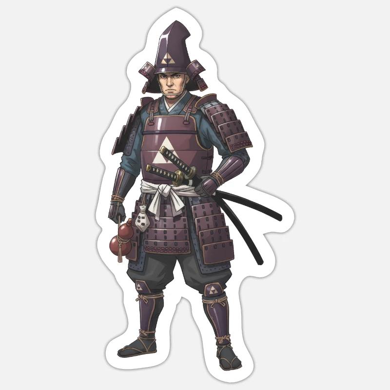 Lila gepanzerter Samurai Sengoku - Sticker Größe S (10 x 10 cm) - Mattweiß