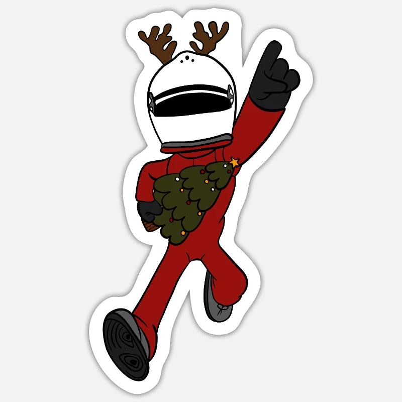 Noël coureur - Sticker taille S (10 x 10 cm) - blanc mat