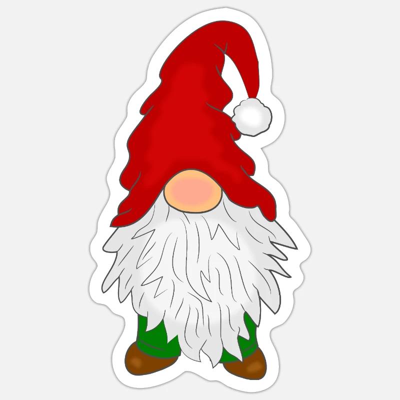 Wichtel mit Bart - Sticker Größe S (10 x 10 cm) - Mattweiß