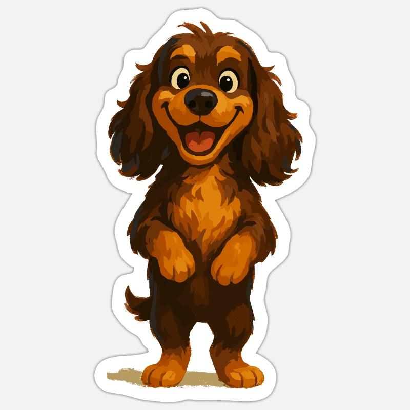 Cocker Spaniel souriant largement - Sticker taille S (10 x 10 cm) - blanc mat