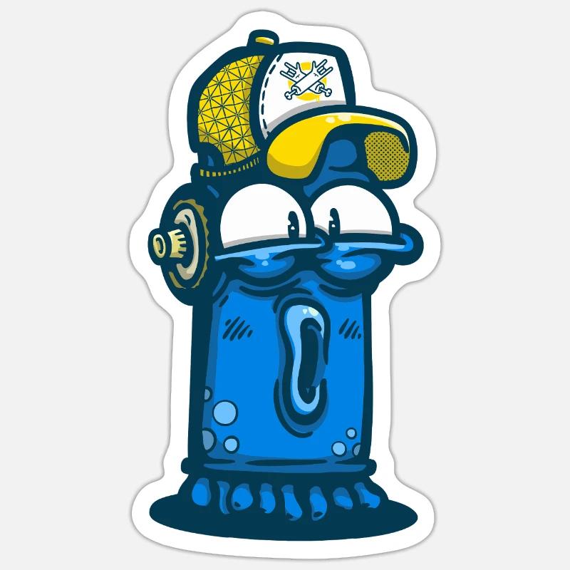 Aérosol avec visage de graffiti - Sticker taille S (10 x 10 cm) - blanc mat