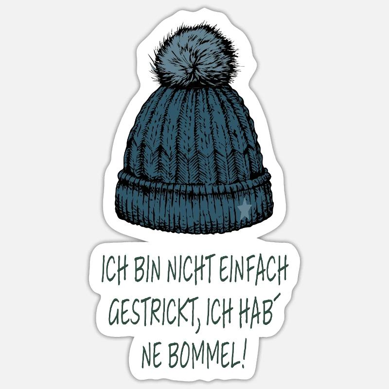 Ich bin nicht einfach gestrickt – Bommel Spruch Sticker Größe S (10 x 10 cm)