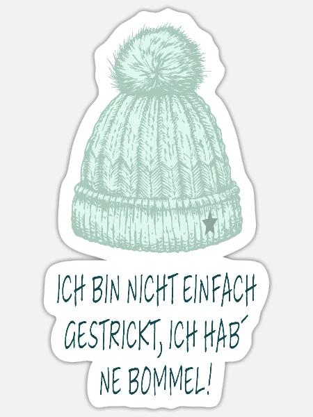 Ich hab’ ne Bommel – Lustiger Mützen-Spruch - Sticker Größe S (10 x 10 cm) - Mattweiß