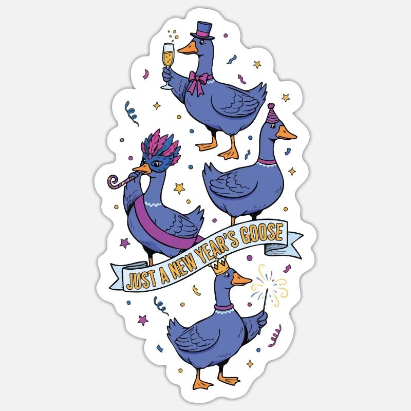 Nur eine Neujahrs-Gans-Feier 2025 Spaß - Sticker Größe S (10 x 10 cm) - Mattweiß