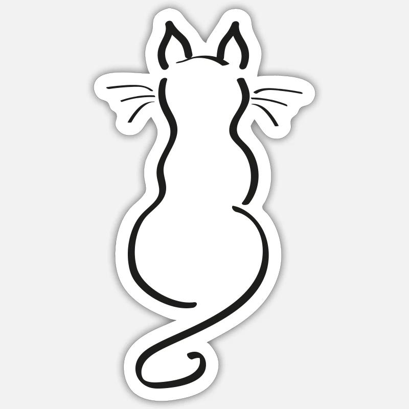 Cat Minimalist Line Back Plain Sticker size S (10 x 10 cm)
