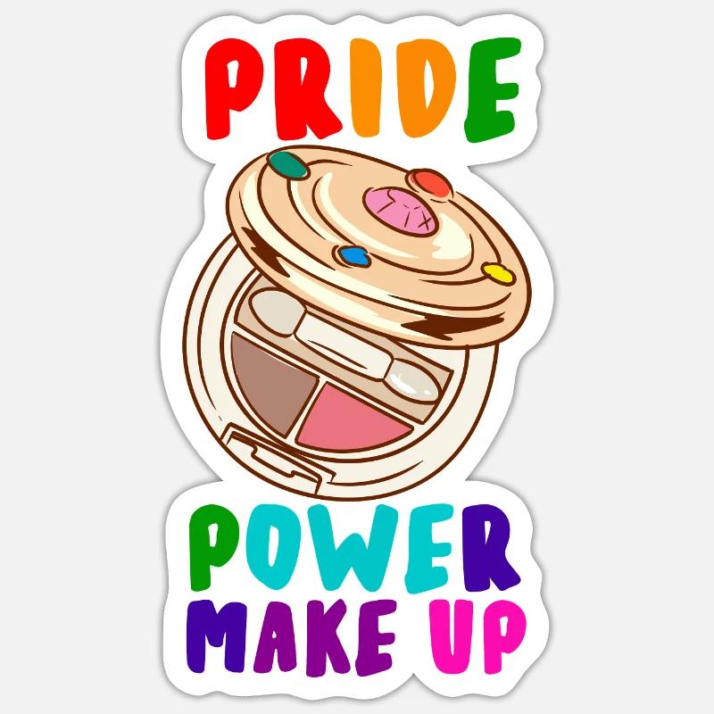 Pride Power Makeup Rainbow Art - Sticker size S (10 x 10 cm) - white matte