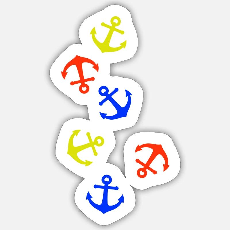 Anker Bunt - Sticker Größe S (10 x 10 cm) - Mattweiß